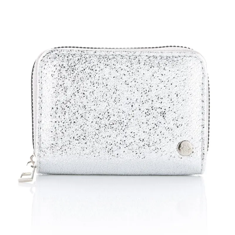 Portemonnee Glitter zilver 11x9cm