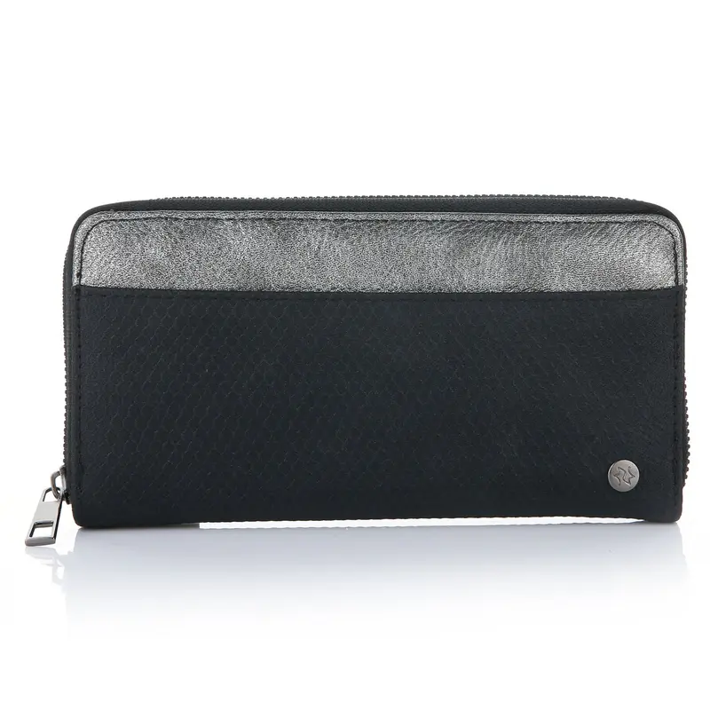 Portemonnee Metallic zwart 20x10cm