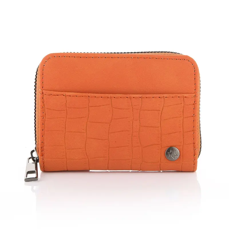Portemonnee Patroon met rits oranje 12x9cm