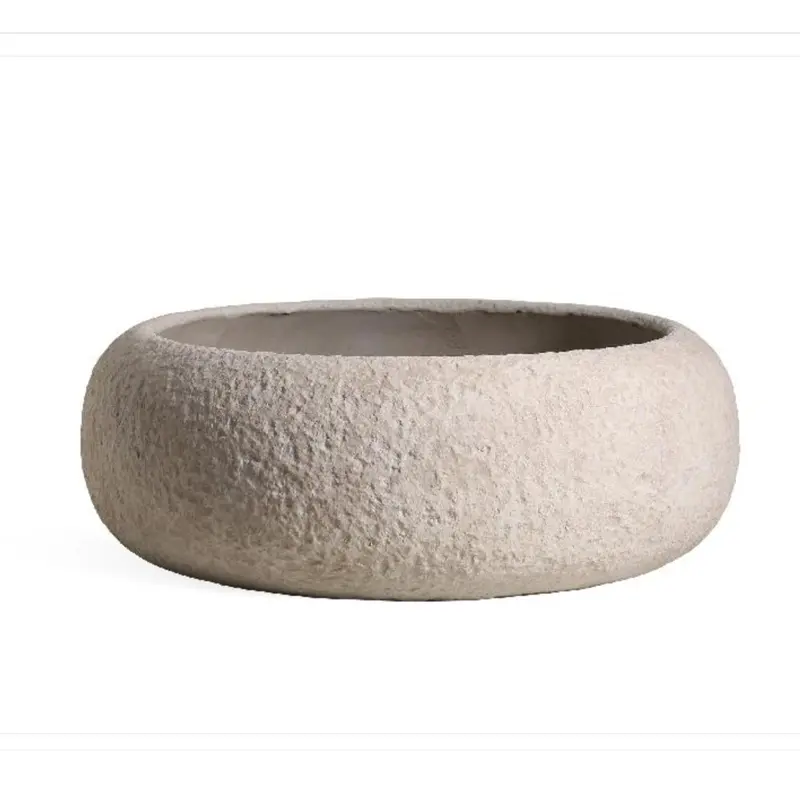 Pot Meleyah Beige Fiber Cement Rock Look Rond Big PTMD