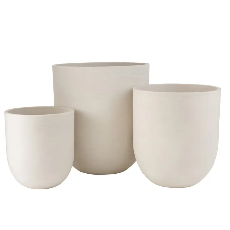 Pot Rond Keramiek Hoog Wit Set van 3 J-Line