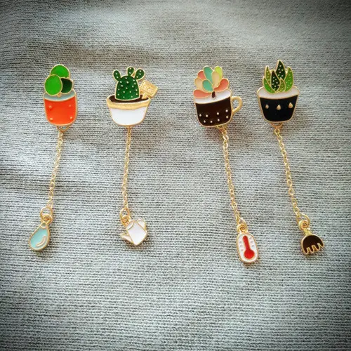 Potted Succulent Charm Pin (4 Designs)