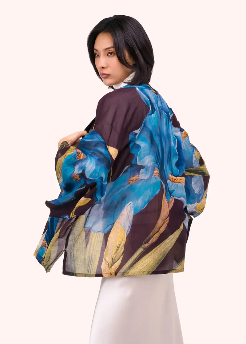 Powder Iris Short Kimono Blue