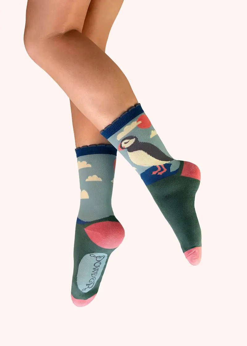 Powder Puffin Socks Blue