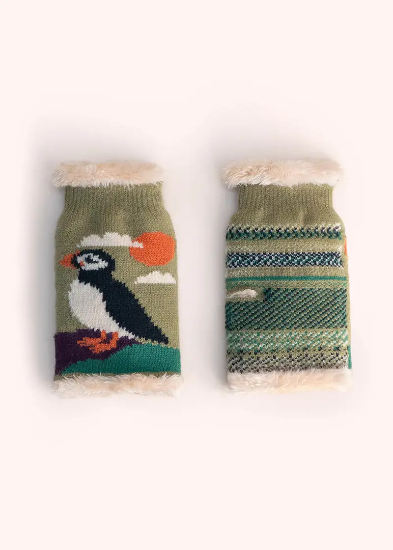 Powder Puffin Wrist Warmers Green