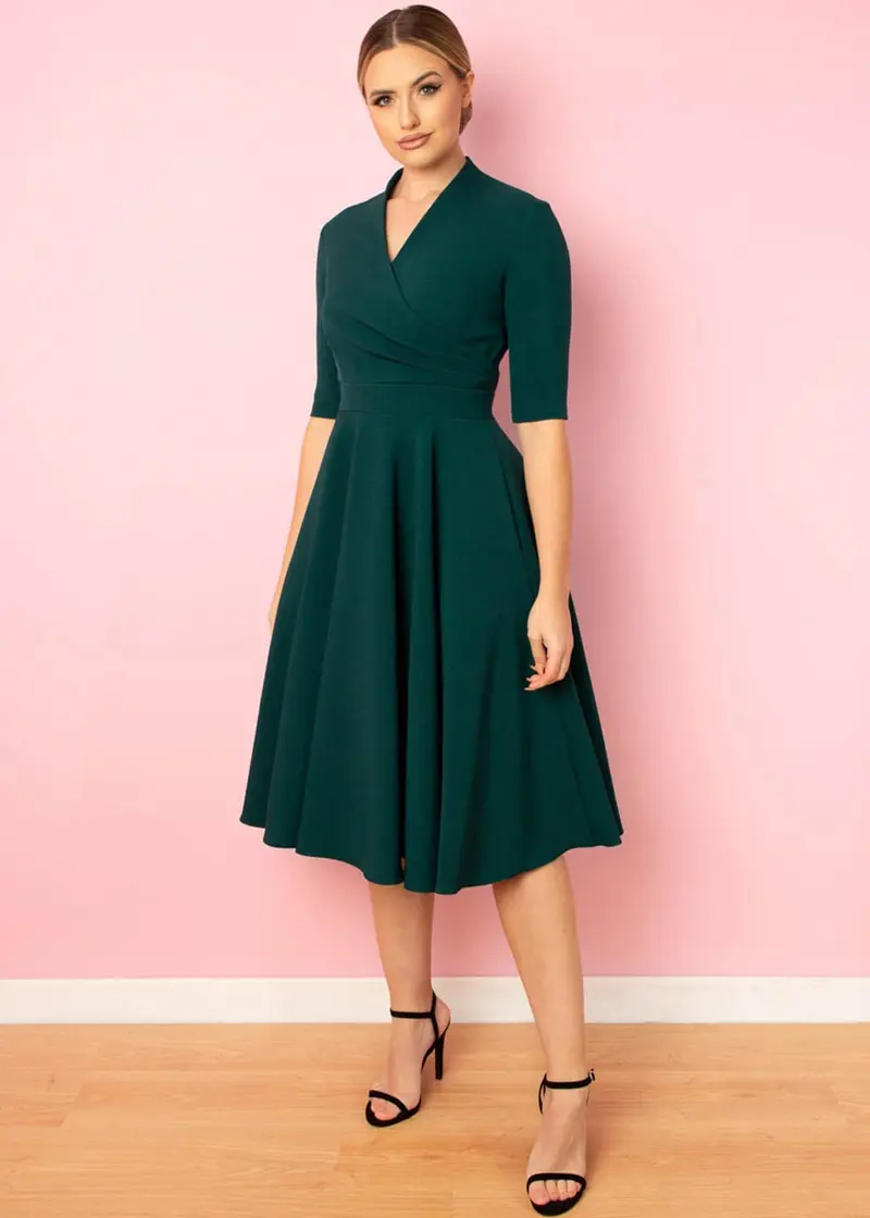 Pretty Dress Company Leyla 50s Swing Dress Dark Green