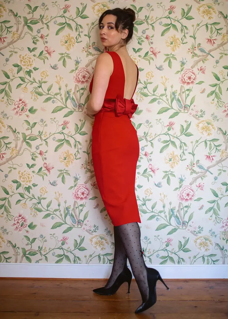 Pretty Dress Company Riviera 50's Pencil Dress Red