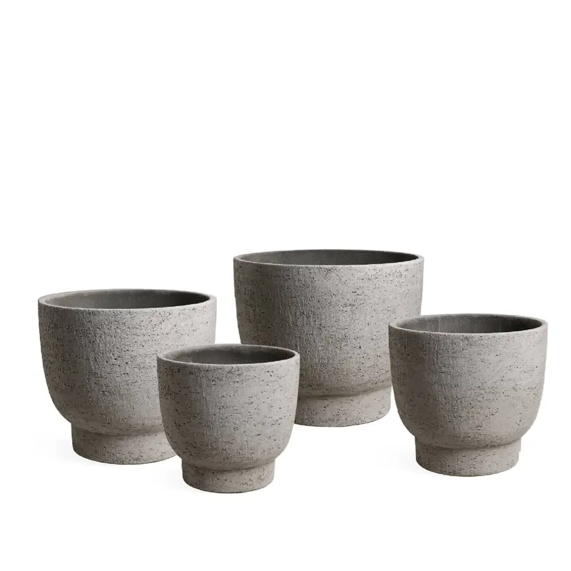 Pride Grey GRC Pot Round On Foot Set Of 4 PTMD