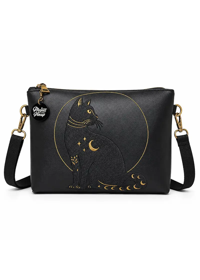Project Pinup Celestial Cat Shoulder Bag Black
