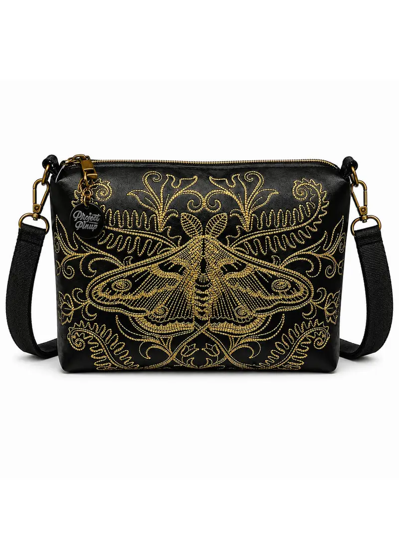 Project Pinup Forest Moth Shoulder Bag Black