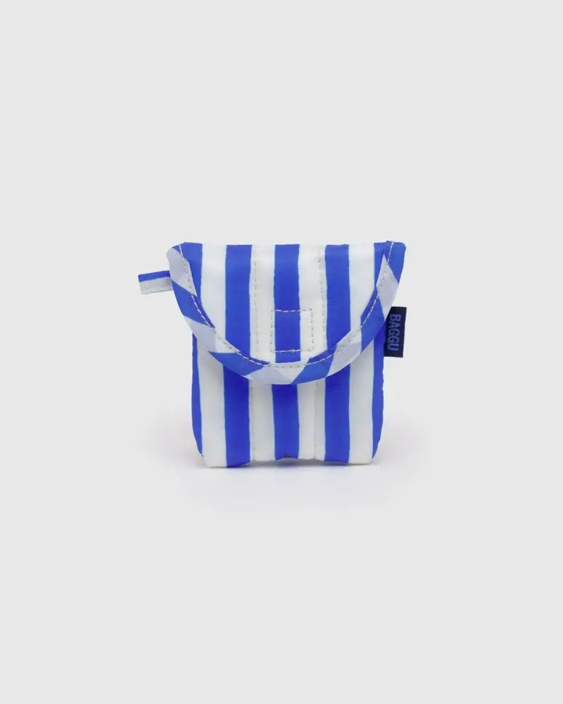 Puffy Earbuds Case - Blue Painted Stripe