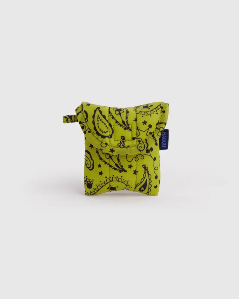 Puffy Earbuds Case - Chartreuse Paisley