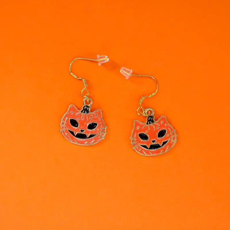 Pumpkin Cat Earrings