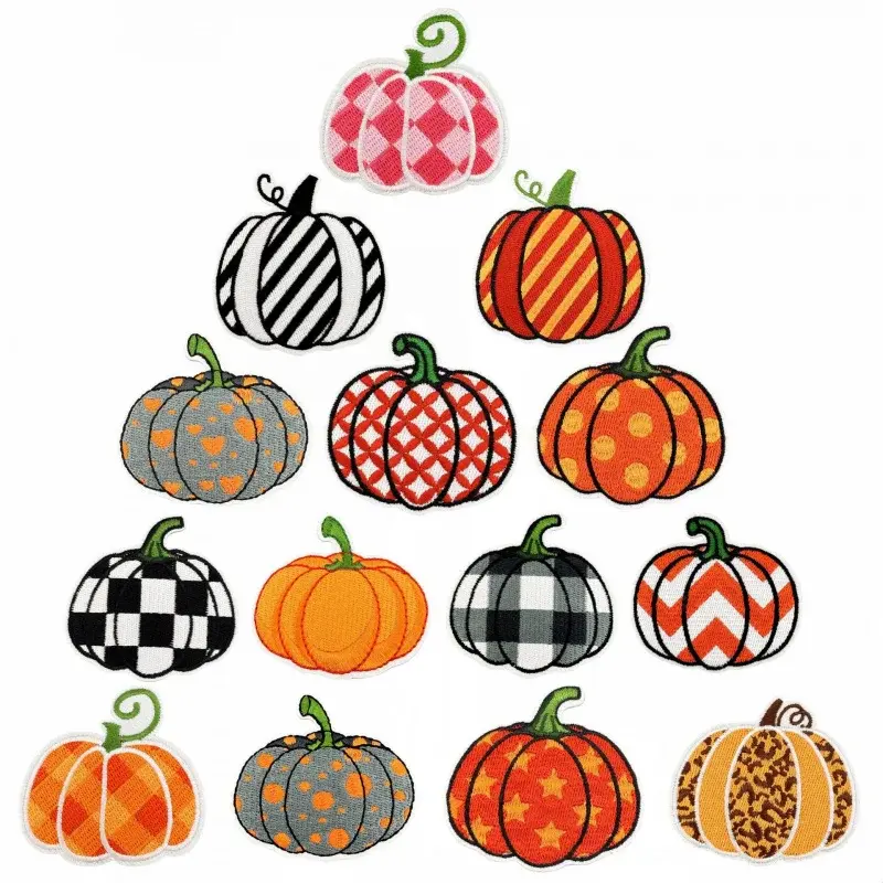 Pumpkin Embroidered Iron-On Patches