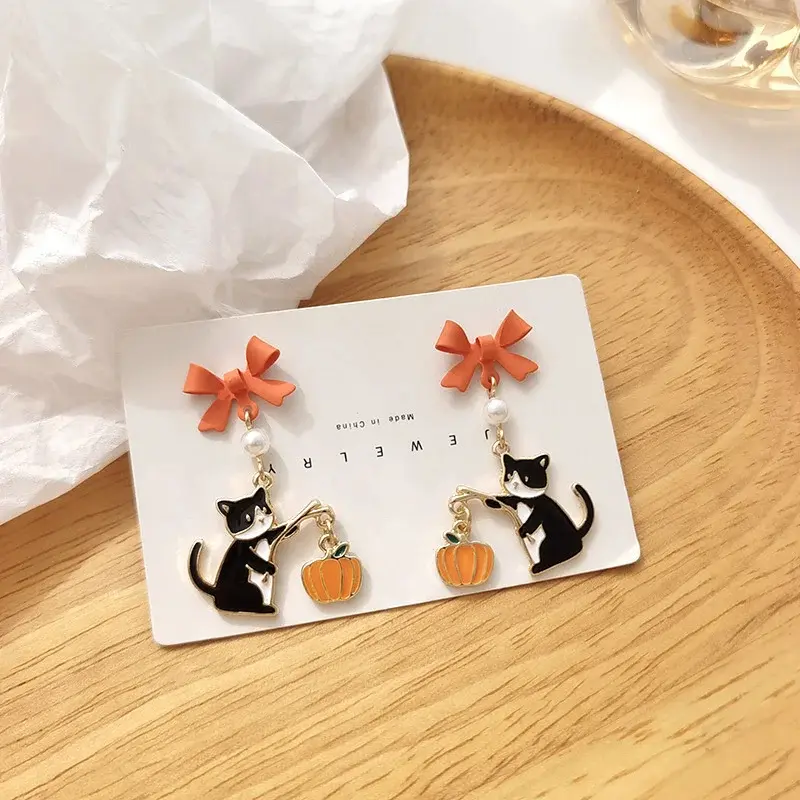 Pumpkin Kitty Cats Earrings