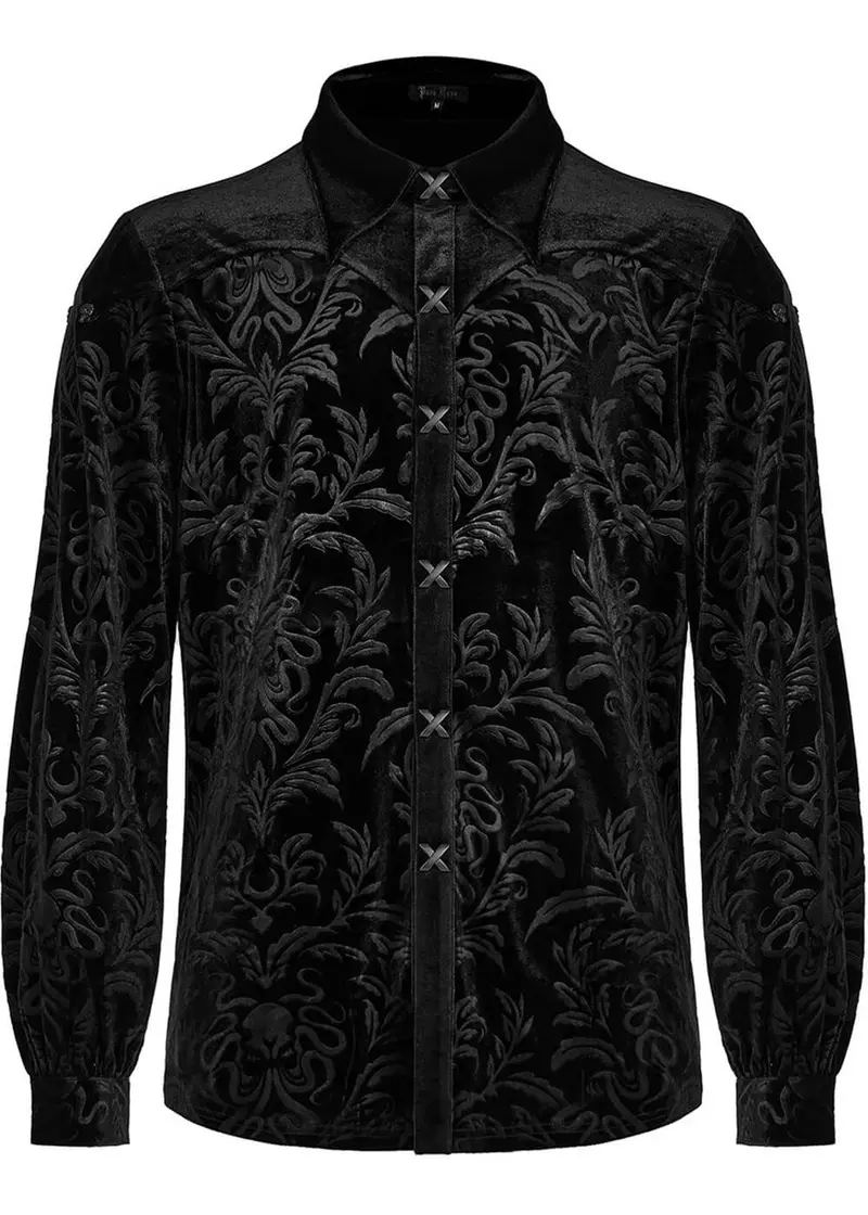 Punk Rave Cthulhu Velvet Shirt Black
