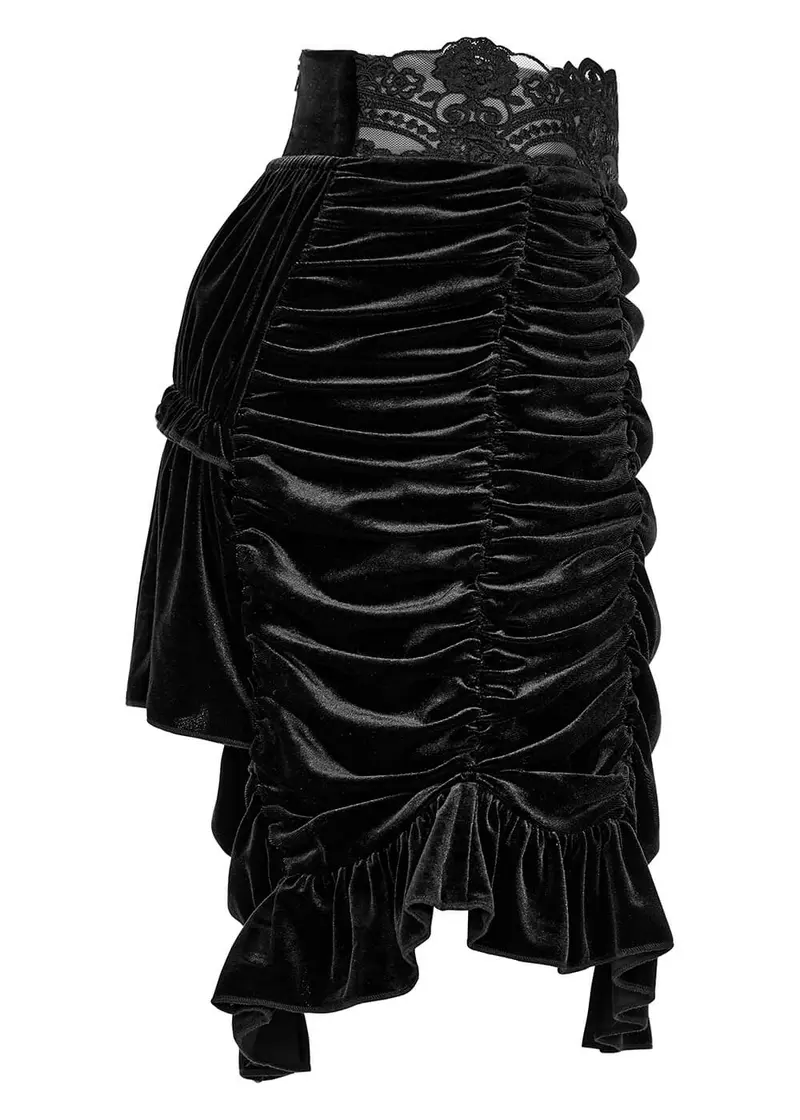 Punk Rave Duchess Velvet Short Skirt Black