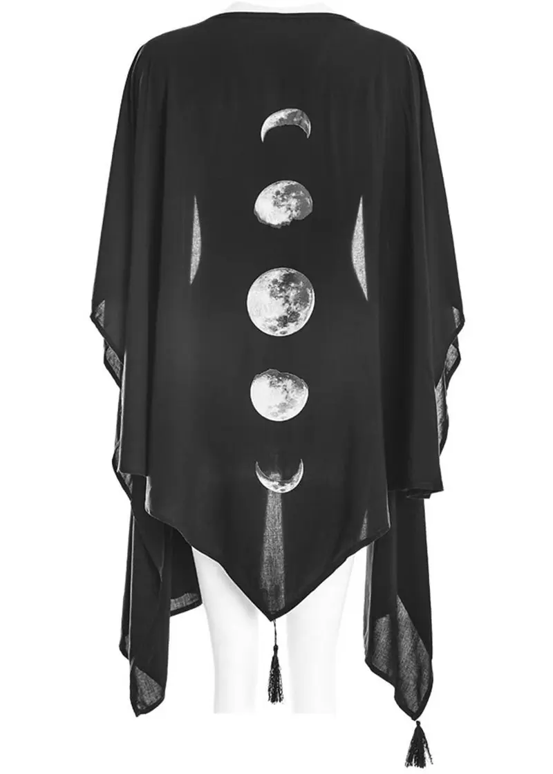 Punk Rave Moon Phase Shawl Black