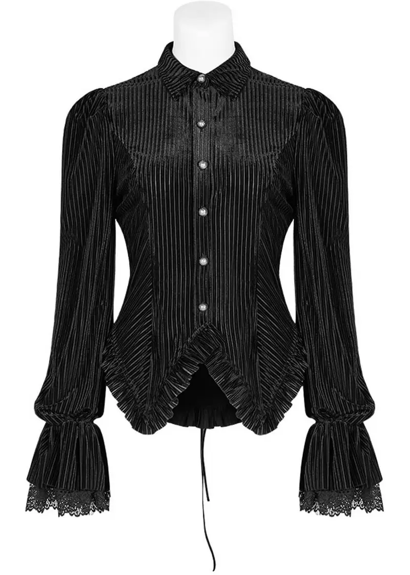 Punk Rave The Manor Velvet Blouse Black
