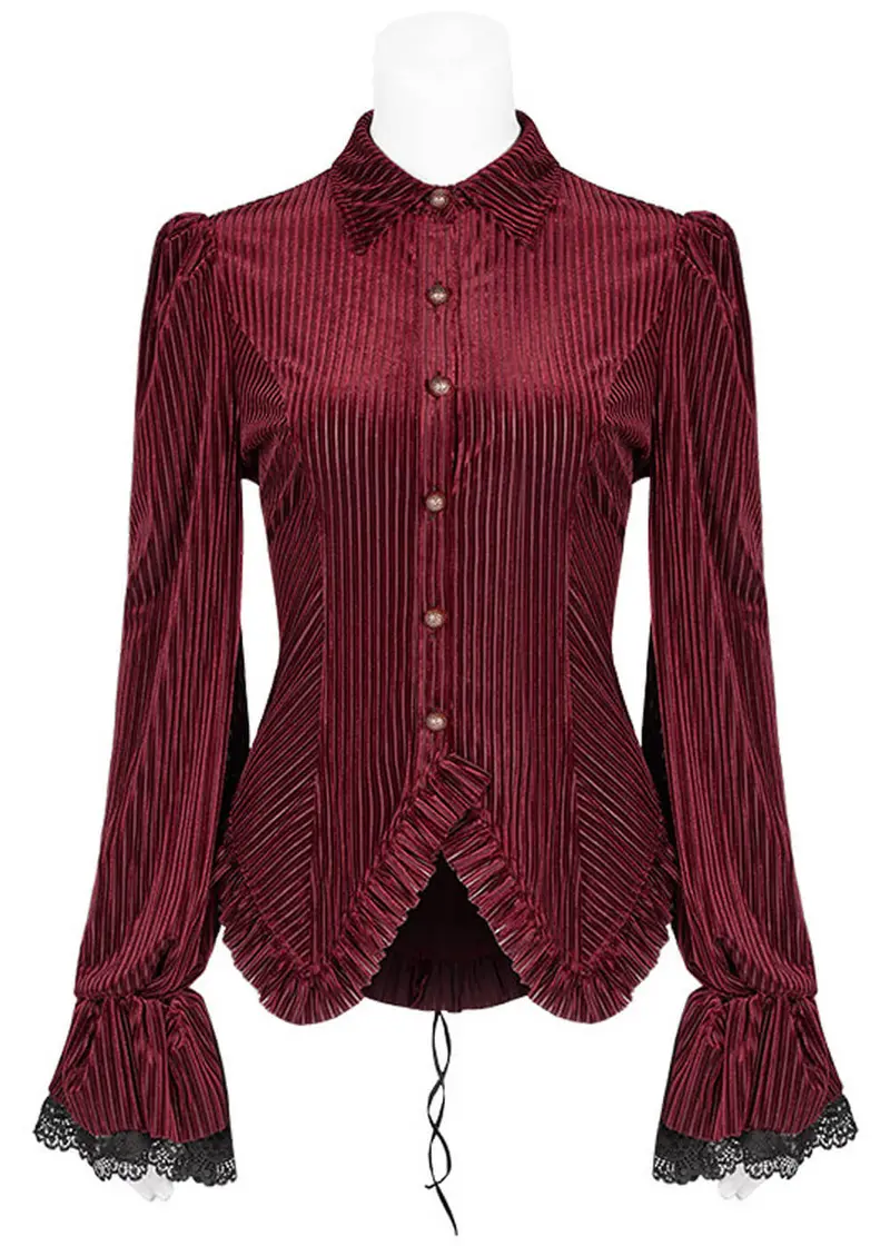 Punk Rave The Manor Velvet Blouse Red