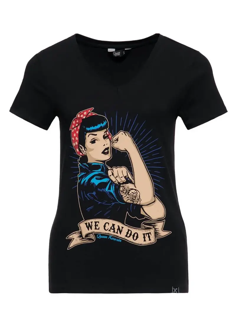 Queen Kerosin We Can Do It Women's T-Shirt in Black