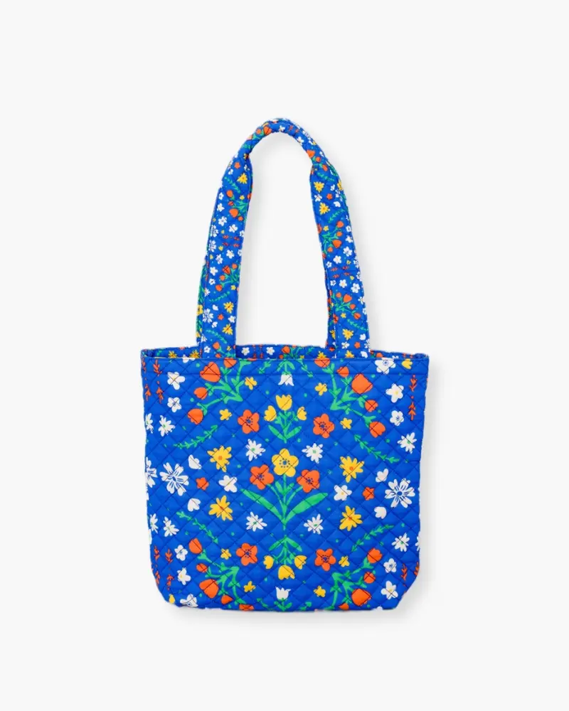 Quilted Tote Bag - Blue Scandinavian Floral [PRE ORDER]