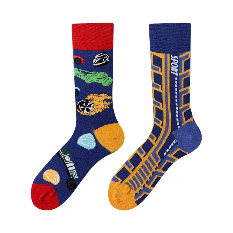 Race Car Track Mismatched Crew Socks