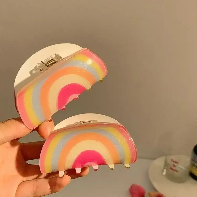 Rainbow Acrylic Hair Claw Clip