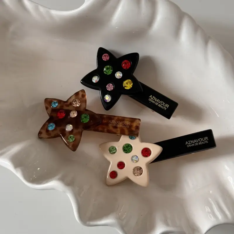 Rainbow Rhinestone Star Hair Clip