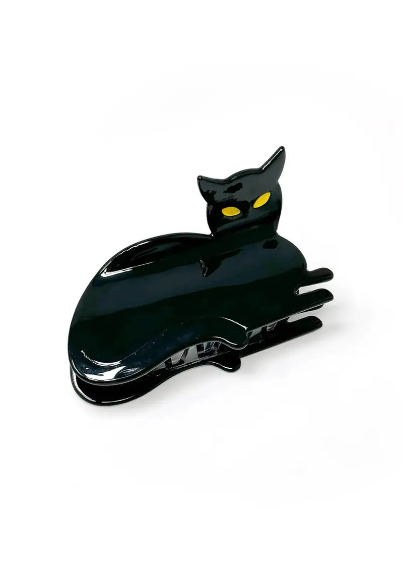 Rainbow Unicorn Birthday Surprise Black Cat Hair Clip