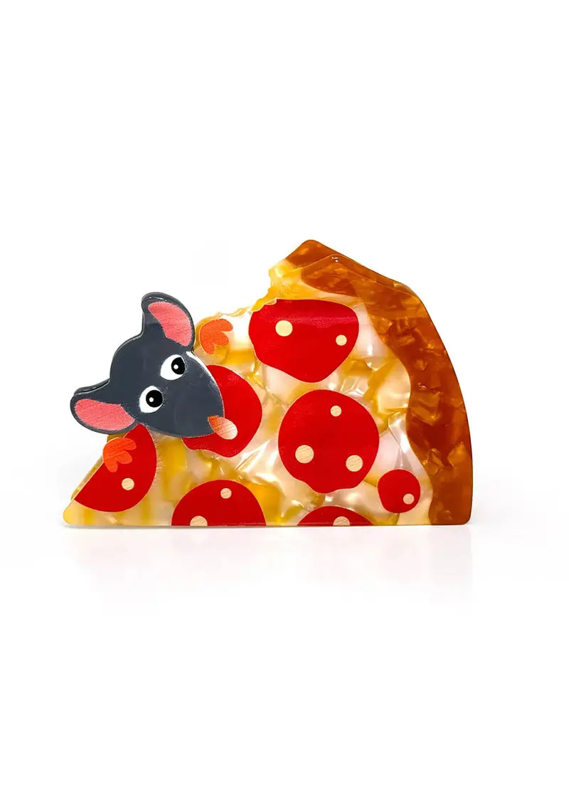 Rainbow Unicorn Birthday Surprise Pizza Rat Hair Clip