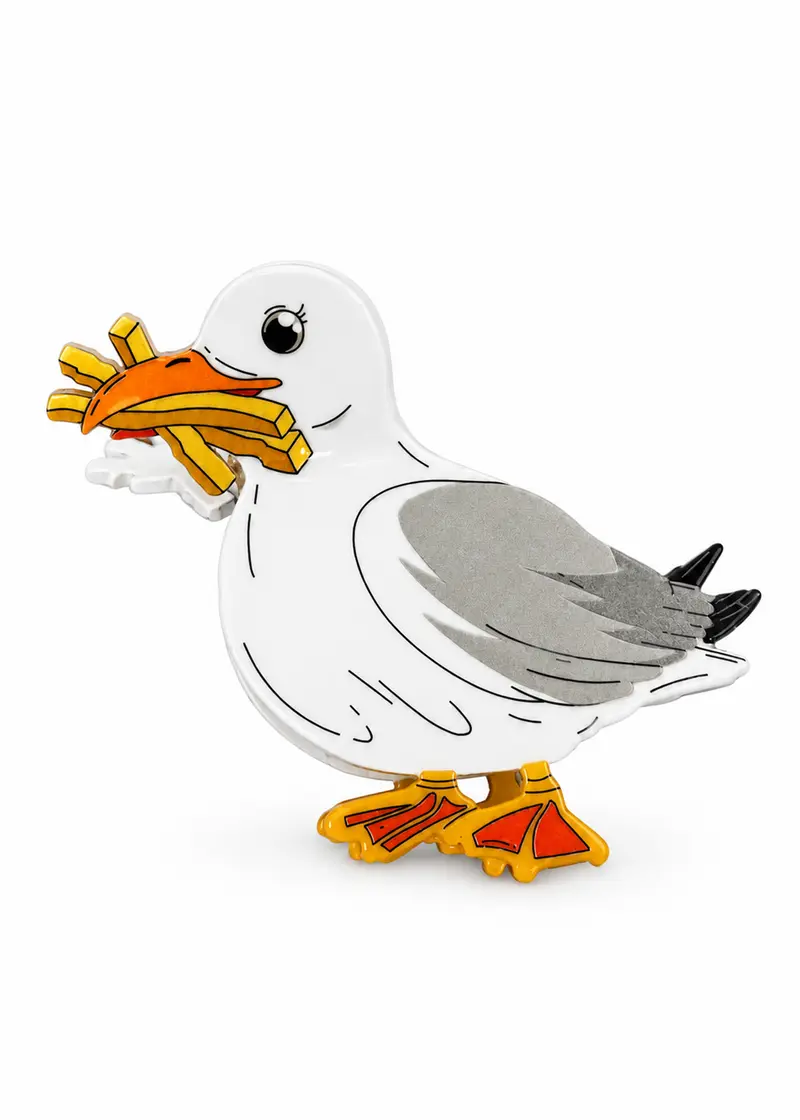 Rainbow Unicorn Birthday Surprise Seagull with French Fries Hair Clip