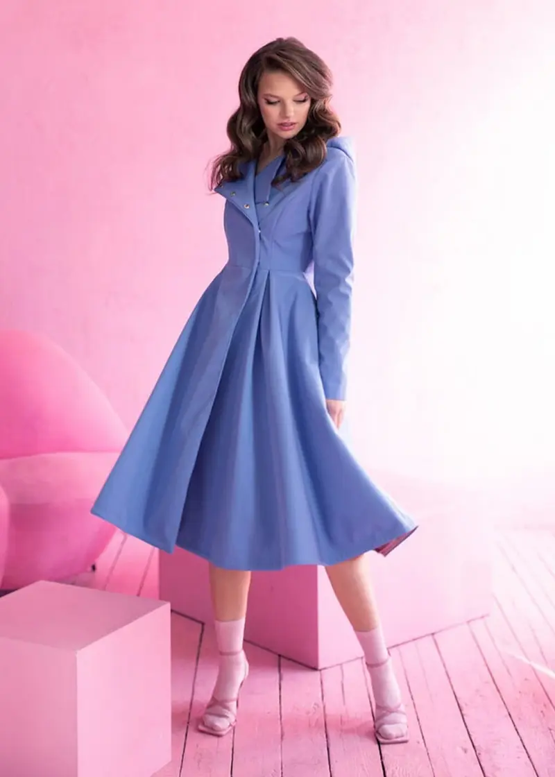 RainSisters Blue Breeze Water-Repellent 50s Raincoat Soft Blue