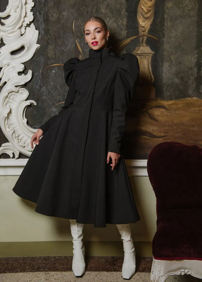 RainSisters Empress Water-Repellent 50s Raincoat Black