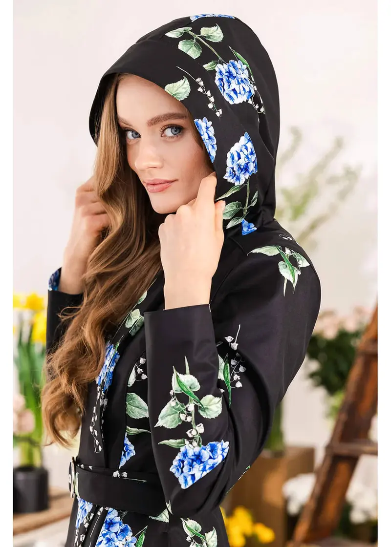 Rainsisters Flower Moon 50s Raincoat Black