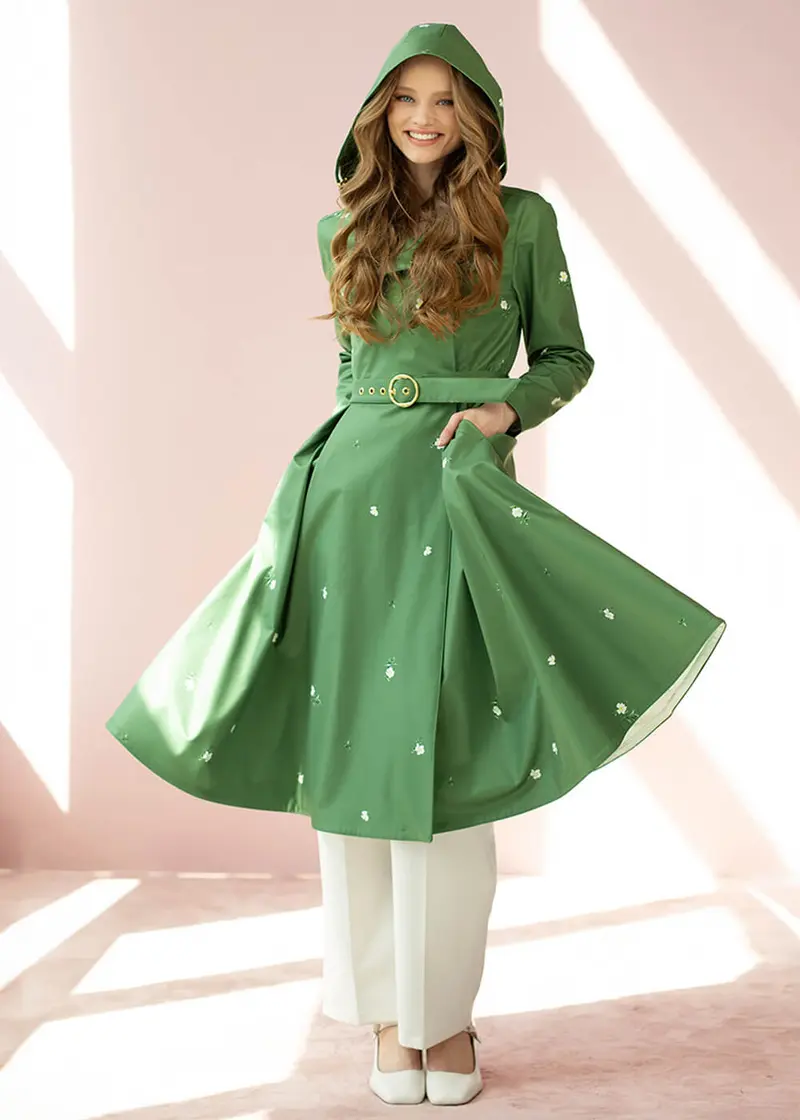 RainSisters Primrose 50's Swing Raincoat Green