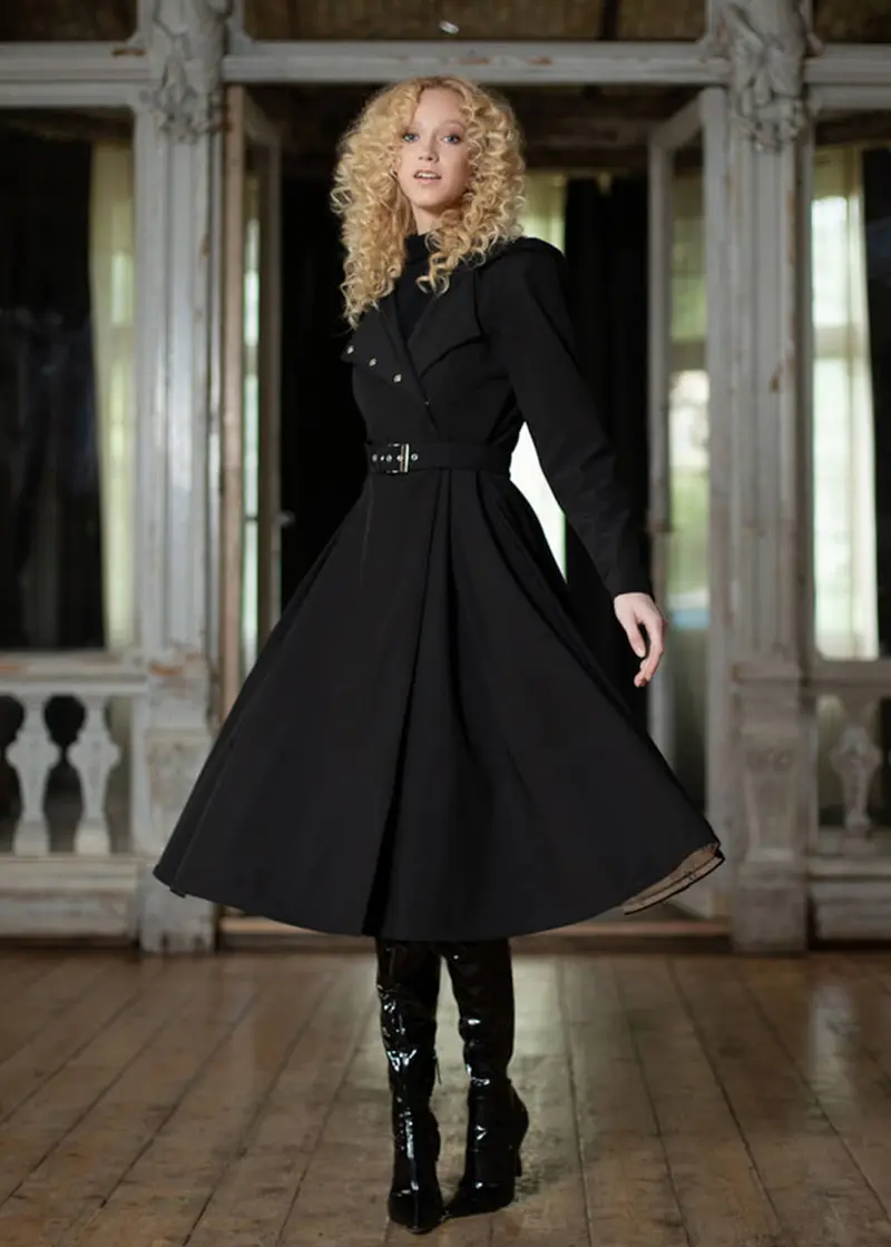 RainSisters Queen of Spades Water-Repellent 50s Raincoat Black