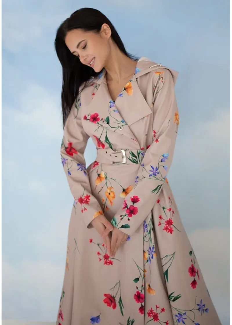 RainSisters Spring Blossom 50s Raincoat Beige