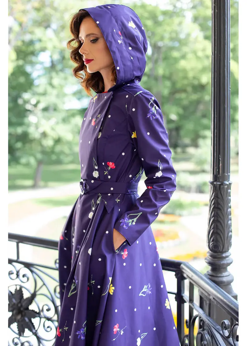 Rainsisters Violet Bloom 50s Raincoat Violet