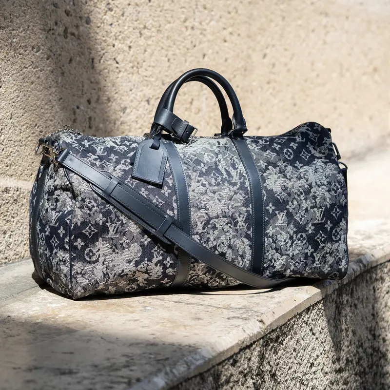 Rare Limited Edition Louis Vuitton Bleu Tapestry Monogram Keepall 50 - pre-owned