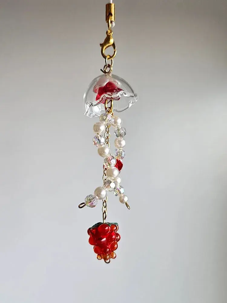 Raspberry Jellyfish Charm Strap