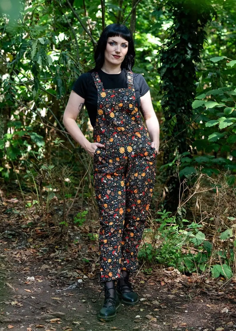 Rebel Romance Autumn Stretch Dungarees Green