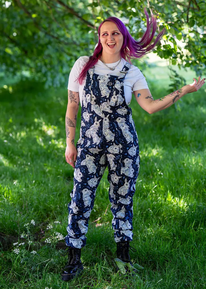Rebel Romance Bunnies Blue Dungarees