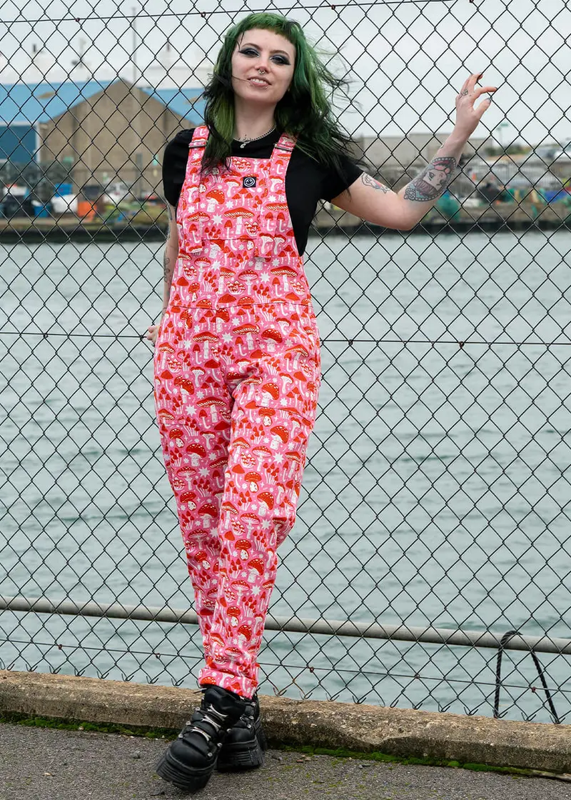 Rebel Romance Mushrooms Dungarees Pink