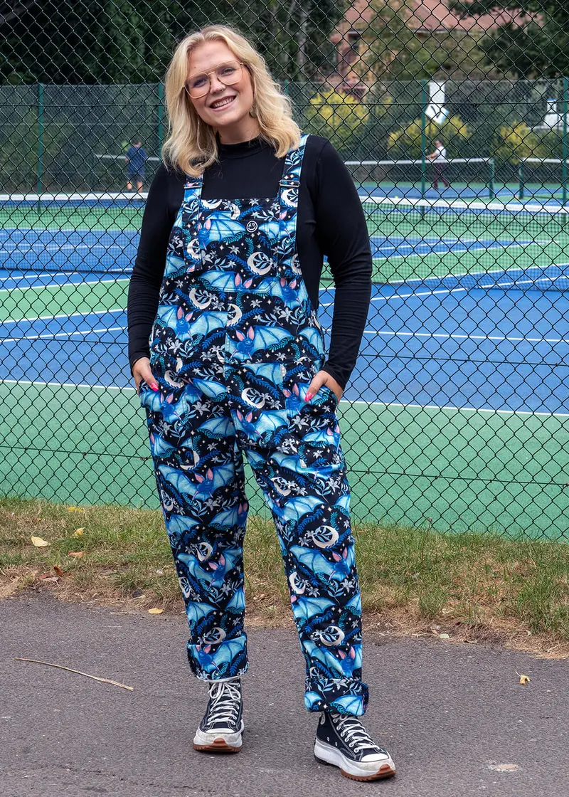 Rebel Romance Night Flight Bats Dungarees Black