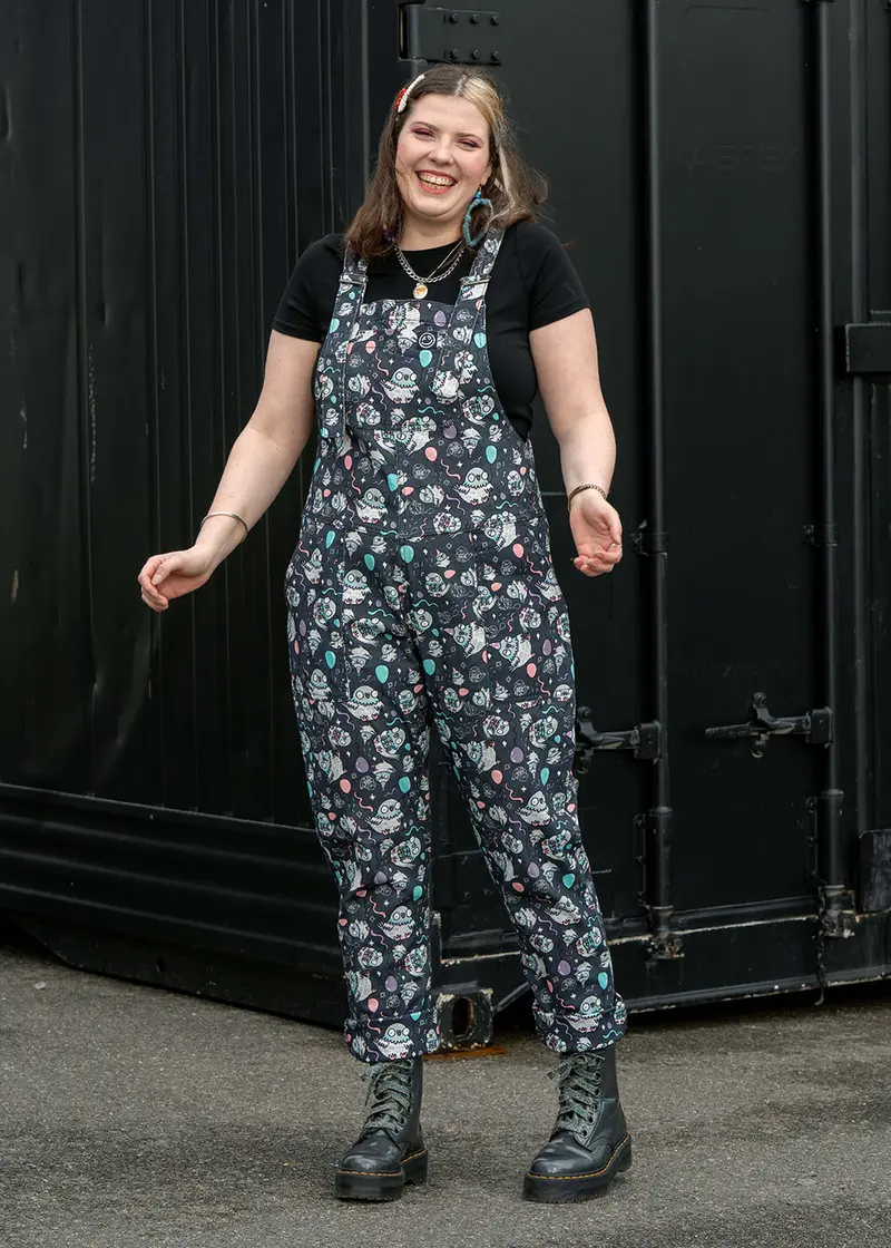 Rebel Romance Pigeon Party 70s Grey Dungarees