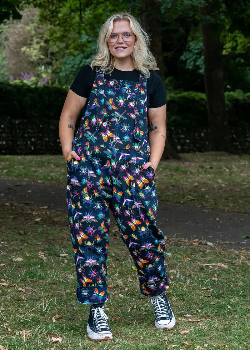 Rebel Romance Pride Bugs Black Dungarees