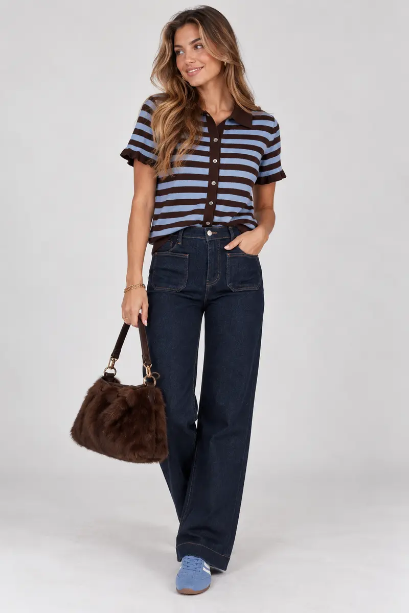 Rechte jeans donker blauw met kleine zakjes