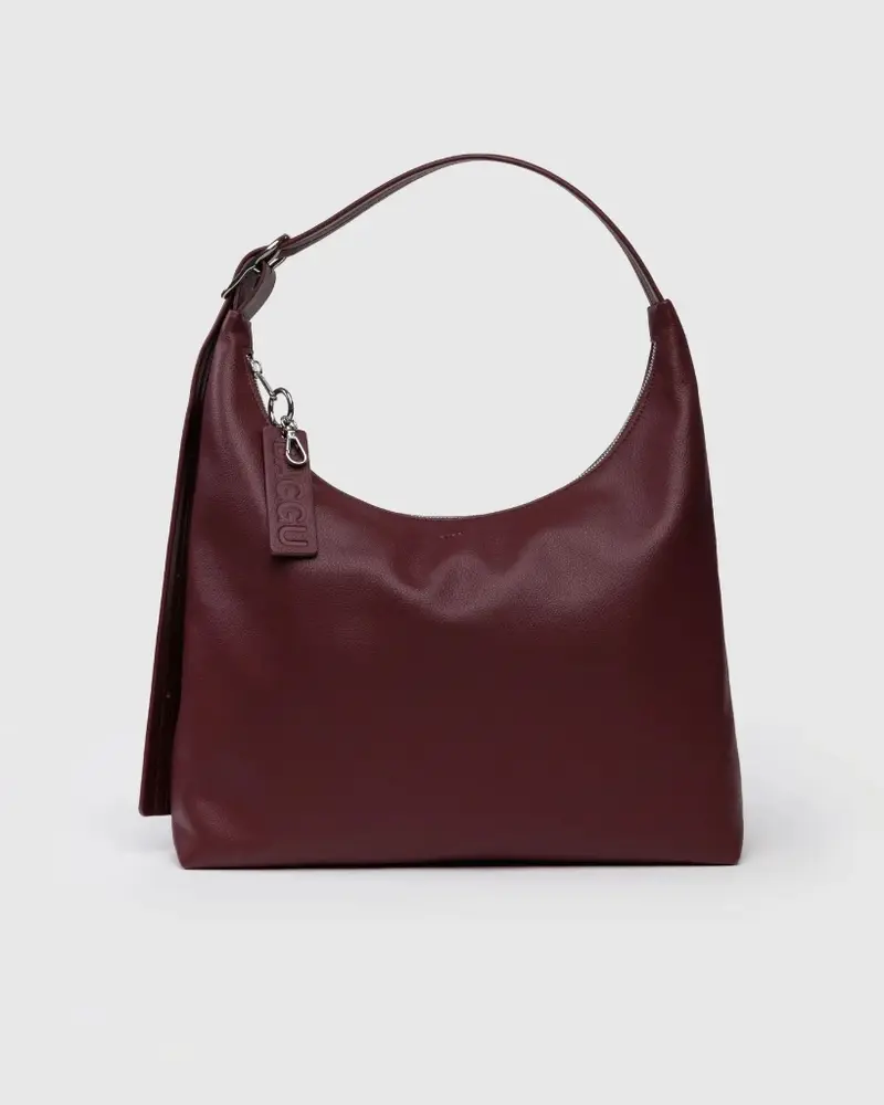 Recycled Leather Shoulder Bag - Mahogany