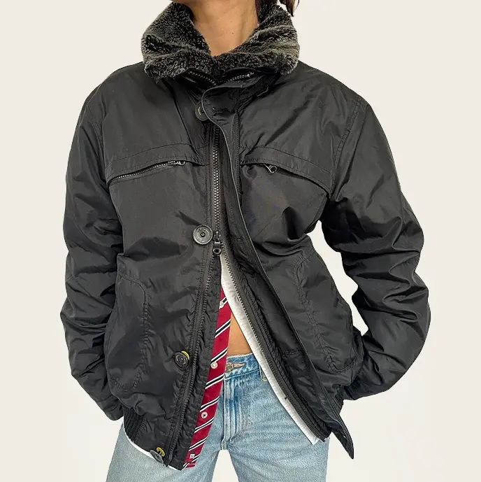 RefrigiWear zwarte waterdichte winterjas met dubbele rits